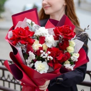 Стильный букет с французскими розами #П6203